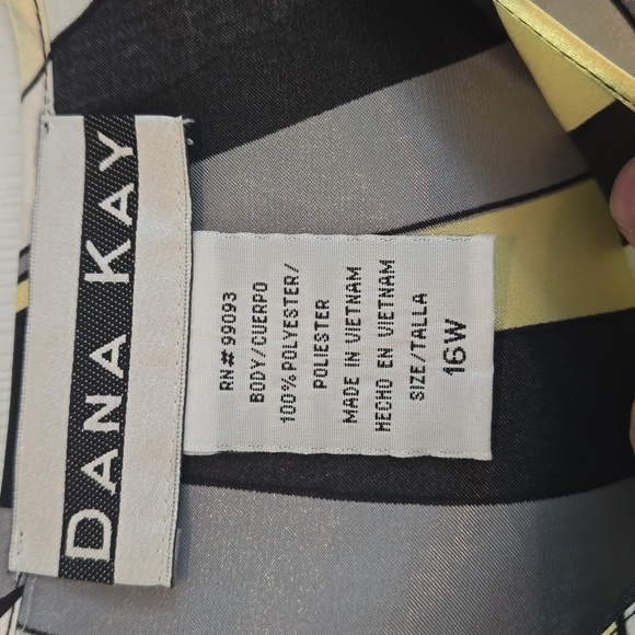 Dana Kay 16W Yellow/Black/Gray Blouse - Picture 3 of 7
